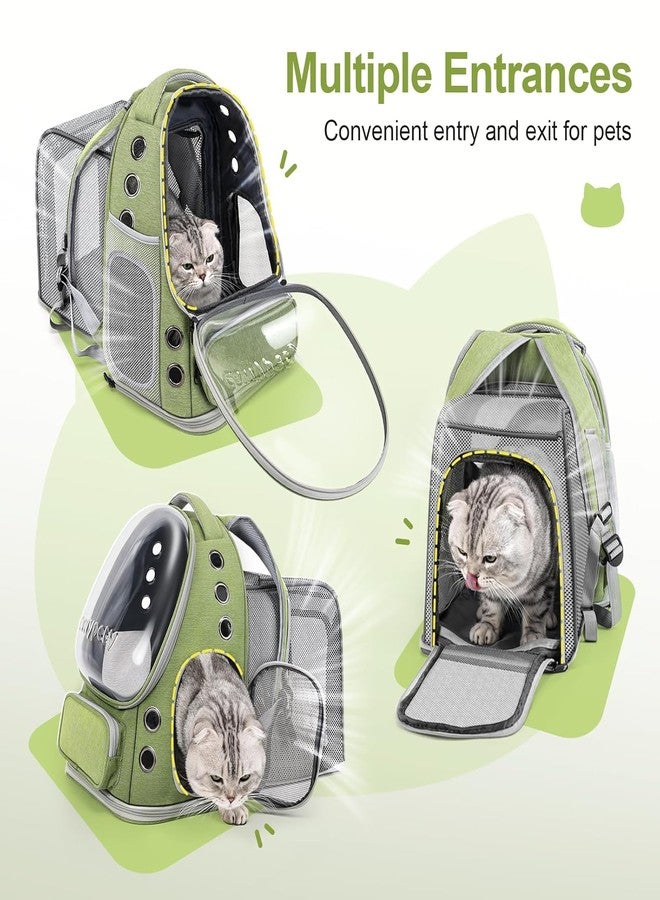Onomie Cat Backpack Carrier, Breathable Cat Carrier Large Space Bubble Pet Backpack for Kitty Small Dog up to 15lbs, Transparent & Foldable Pet Carrier for Travel Hiking (Square Expandable- Green) - Image 3